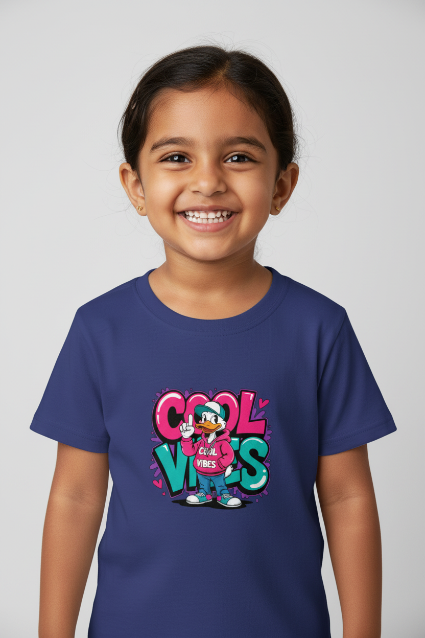 Cool Vibes Girl's Crew Neck T-Shirt